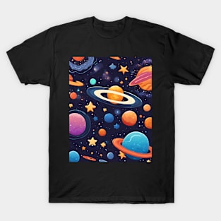 Cute Planets In Galaxy T-Shirt